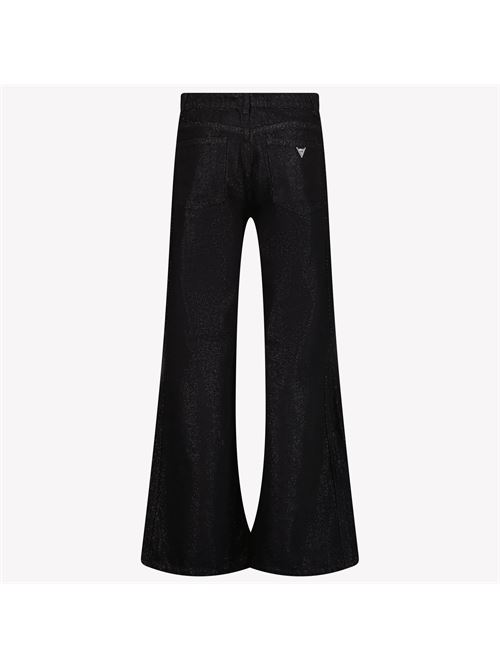 blk lurex denim wide leg pant GUESS | J4BA07 D5D90NTCH